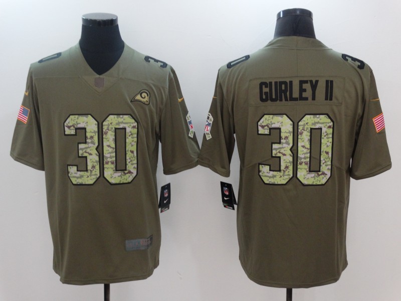 Men Los Angeles Rams #30 Gurley ii Camo Nike Olive Salute To Service Limited NFL Jerseys
